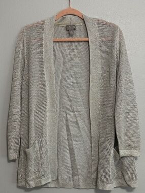 Chico's open metallic silver cardigan size small (Chico's 1)